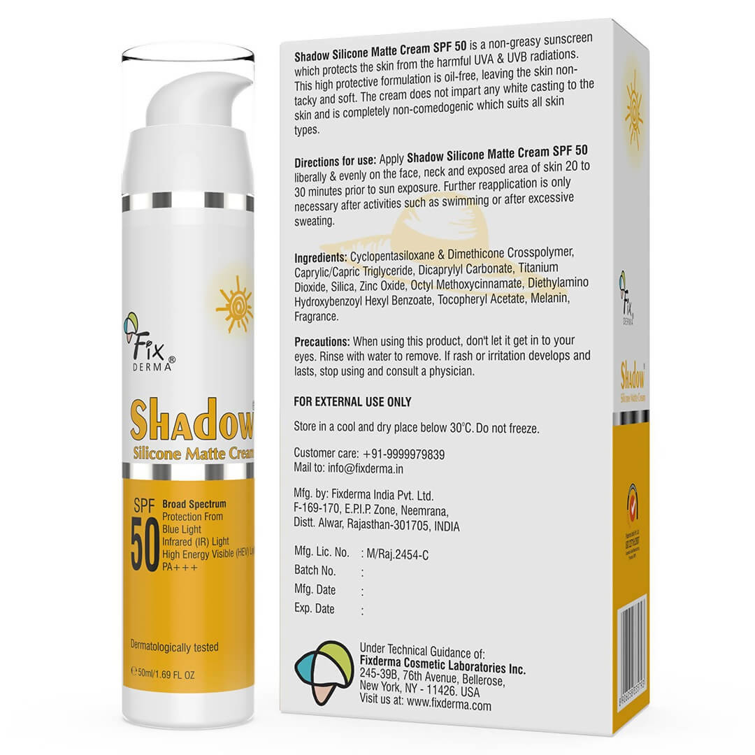Fixderma Shadow Silicone Matte Cream SPF 50 - Distacart