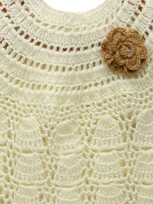ChutPut Hand knitted Crochet Cream Wedding Wool Dress - Distacart
