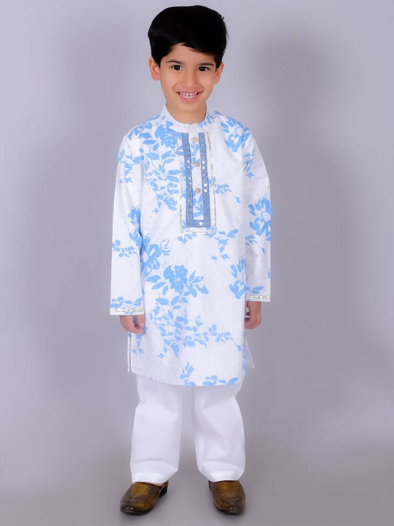 Lil Drama Ethnic Boys White Kurta with pant set - Distacart