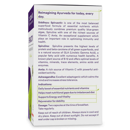 Siddhayu Ayurveda Spiruactiv Capsules with Spirulina - Distacart