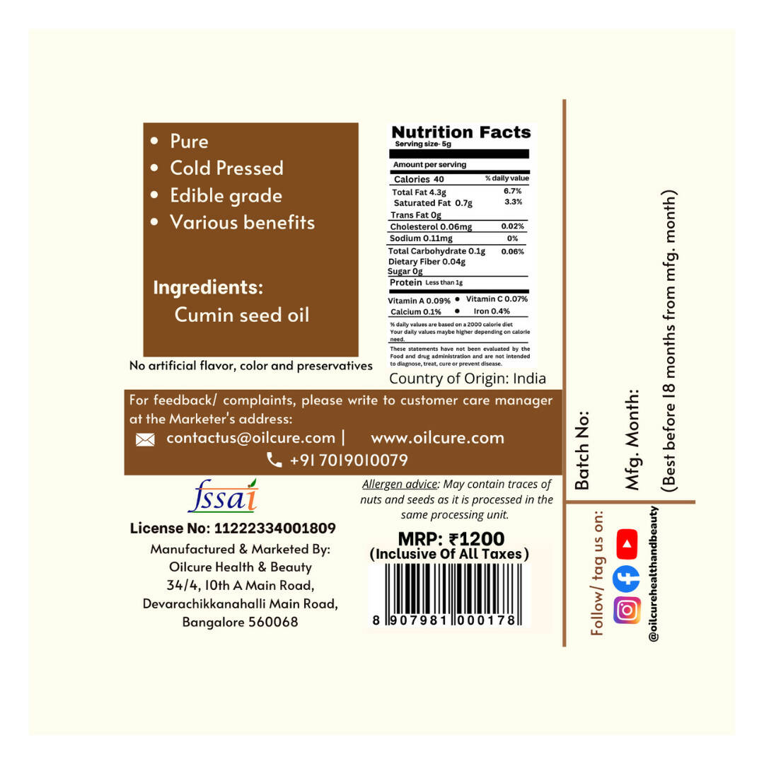 Oilcure Cumin (Jeera) Oil Cold Pressed - Distacart