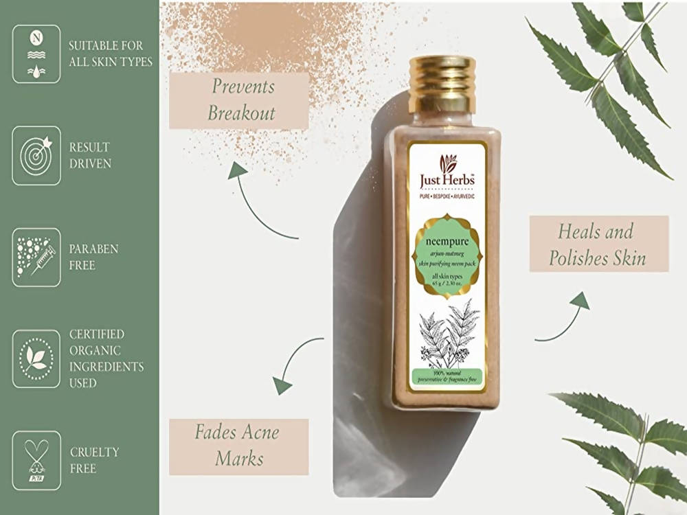Just Herbs Neempure Arjun–Nutmeg Skin Purifying Neem Pack uses