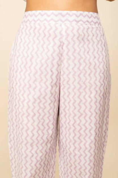FIORRA Women's White Cotton A-Line Kurta Pant With Dupatta - Distacart