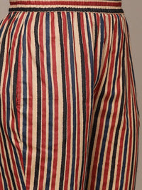 Thumbnail for Anubhutee Navy Blue Printed Gotta Patti Pure Cotton Kurta with Trousers & Dupatta - Distacart