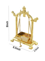 Thumbnail for CraftVatika Gold-Toned Aluminium Laddu Gopal Lord Jhula Mandir - Distacart