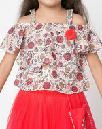 Thumbnail for Lil Drama Girls Choli With Ghaghra Set - Red - Distacart