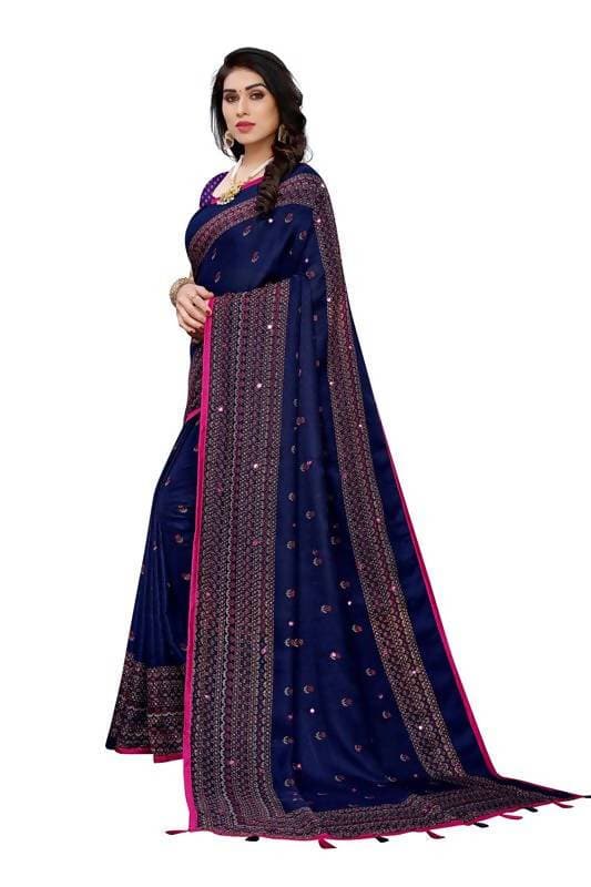 Vamika Blue Jute Silk Embelished Saree (HOLIKA BLUE)