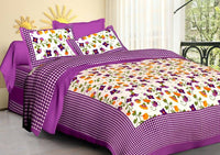 Thumbnail for Vamika Printed Cotton Purple Bedsheet With Pillow Covers (LEOC_CHKM_PR) - Distacart
