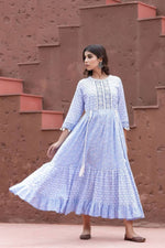 Thumbnail for Yufta Blue Printed Dress