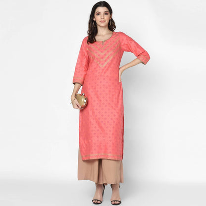 Cheera Hand Block Print Pitch Straight Kurta (MAAI-046K)