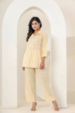 Thumbnail for Kaajh Women's Yellow Printed Cotton Co-ord Set - Distacart