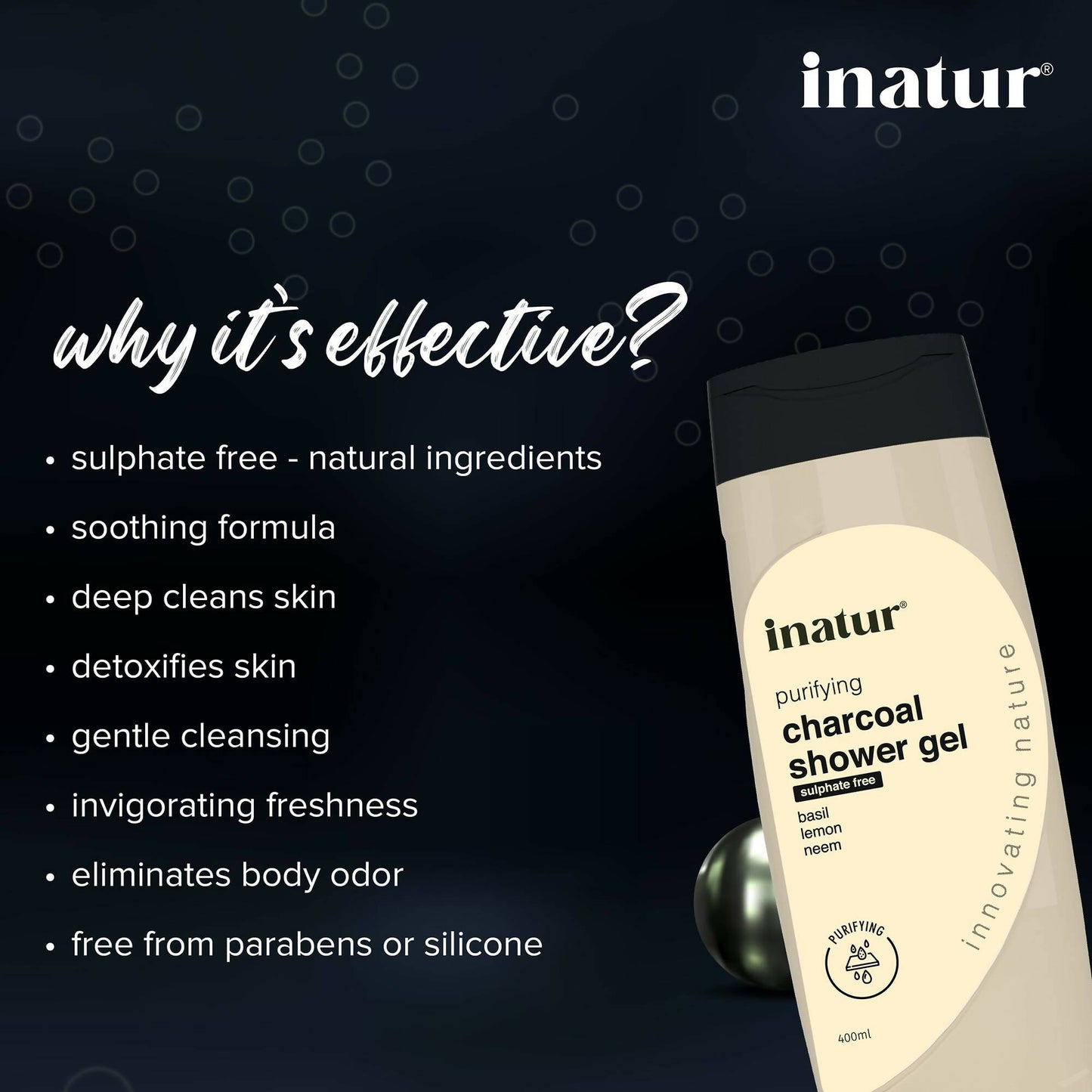 Inatur Charcoal Shower Gel - Distacart