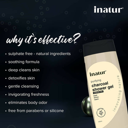 Inatur Charcoal Shower Gel - Distacart