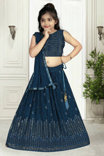 Thumbnail for Wedding Designer Rama Pure Georgette Kidswear Lehenga - Aaradhna - Distacart