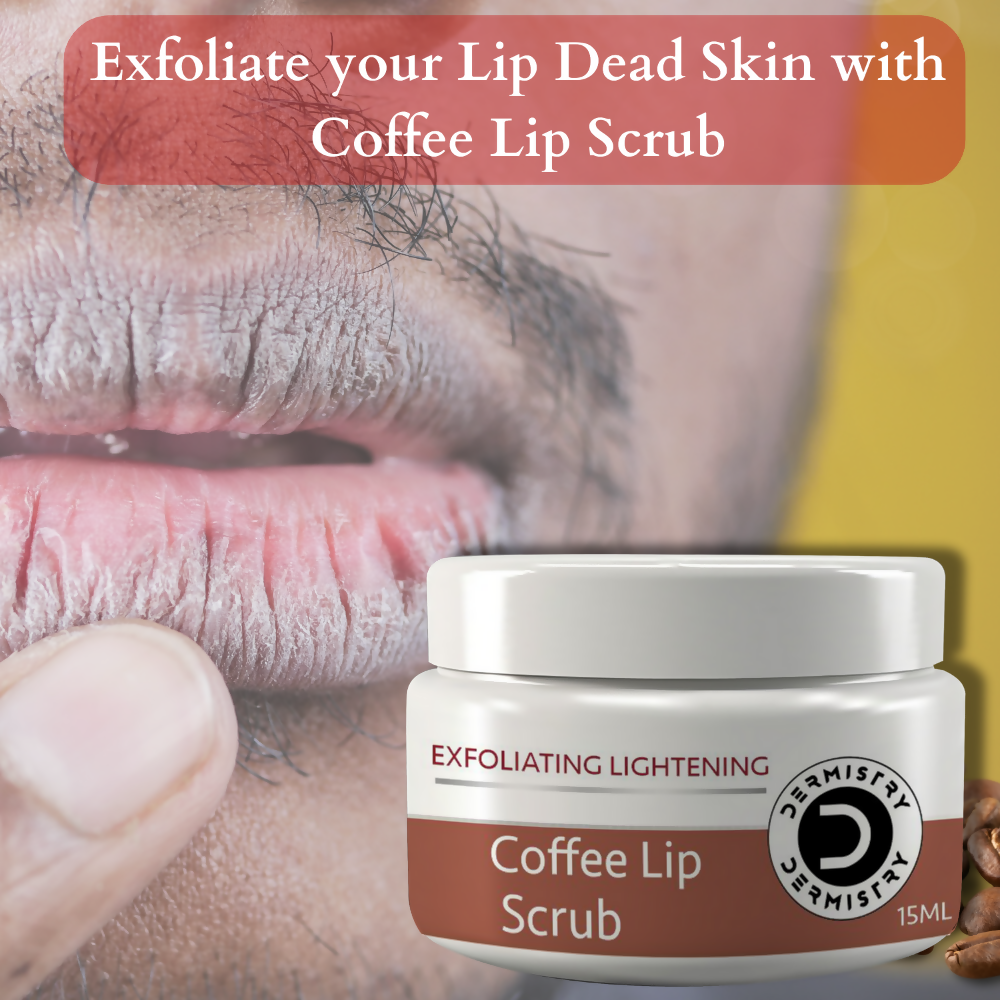 Dermistry Exfoliating Lightening Coffee & Sugar Lip Scrub for Dark Dry Chapped Lips & Pigmentation - Distacart
