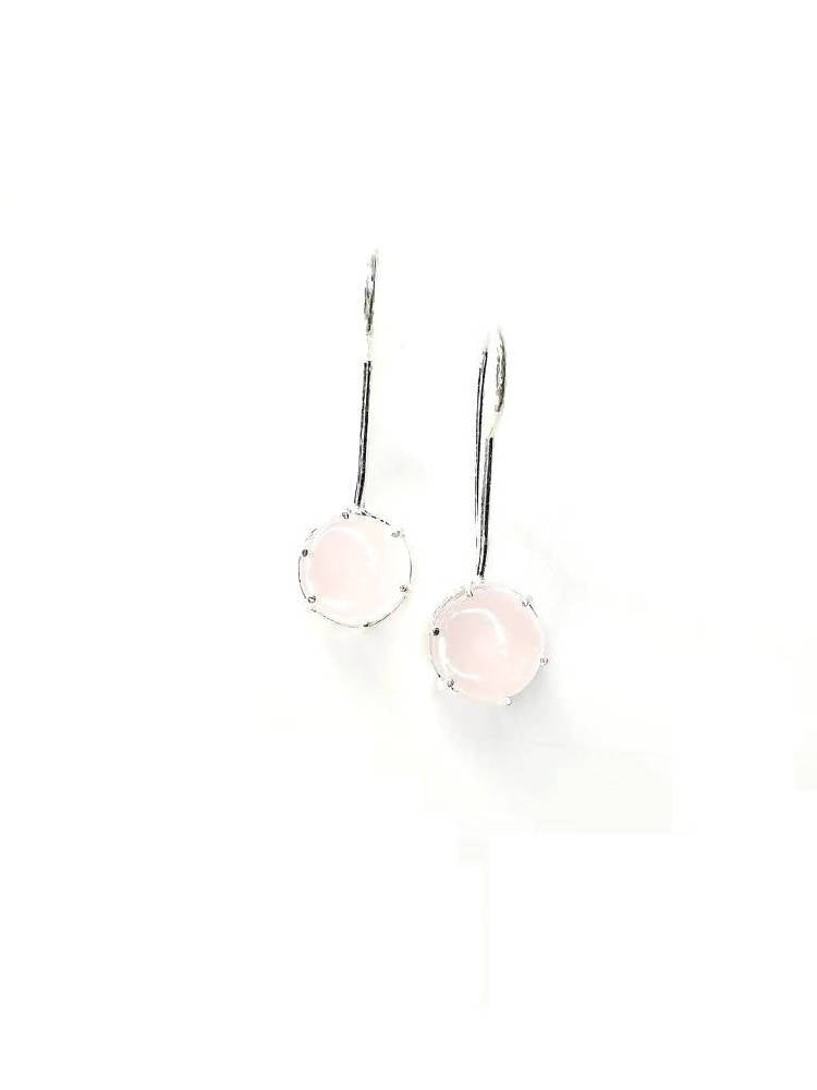Bling Accessories Rose Quartz Semi Precious Natural Stone Long Drop Earrings