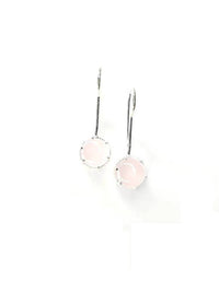 Thumbnail for Bling Accessories Rose Quartz Semi Precious Natural Stone Long Drop Earrings