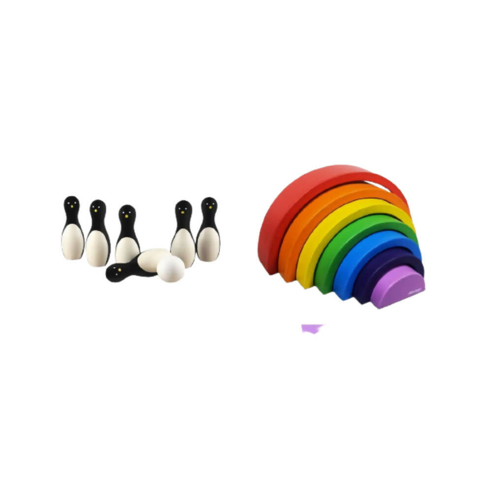 Matoyi Penguin Bowling Pin & Rainbow Stacker Combo - Distacart