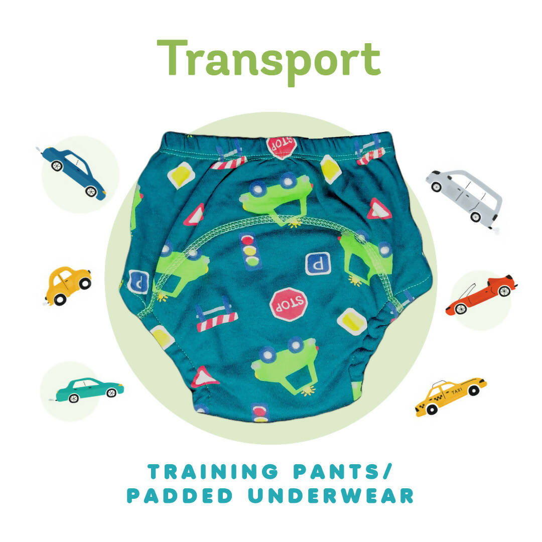 Kindermum Cotton Padded Pull Up Training Pants/Padded Underwear For Kids Sweet Treat & Transport-Set of 2 pcs - Distacart