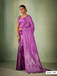 Thumbnail for Graceful Designer Violet Color Kanjivaram Silk Saree With Weaving Work - Yomika Fashions - Distacart
