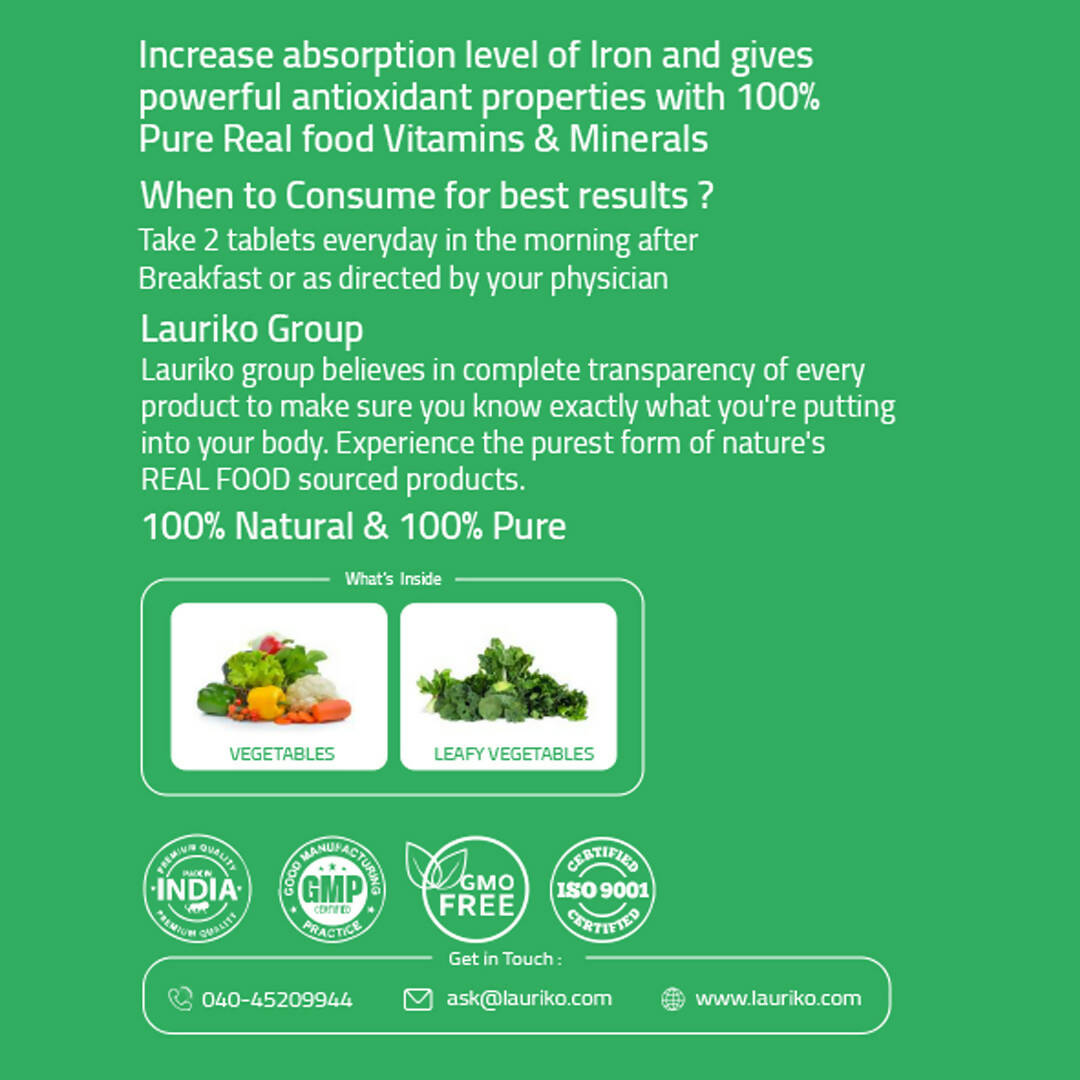 Laurik Plant Based Zinc And Vitamin C Tablets | Supplements Help Iron Absorption And Immune Support For Men And Women - Distacart