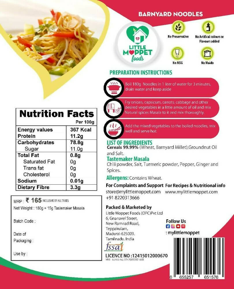 Little Moppet Foods Barnyard Millet Noodles - Distacart