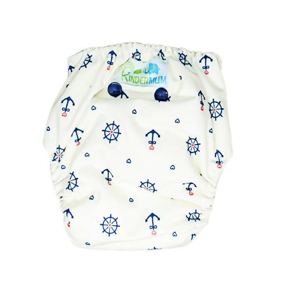 Kindermum Nano Aio Cloth Diaper With 2 Organic Cloth Inserts- Anchor For Kids - Distacart