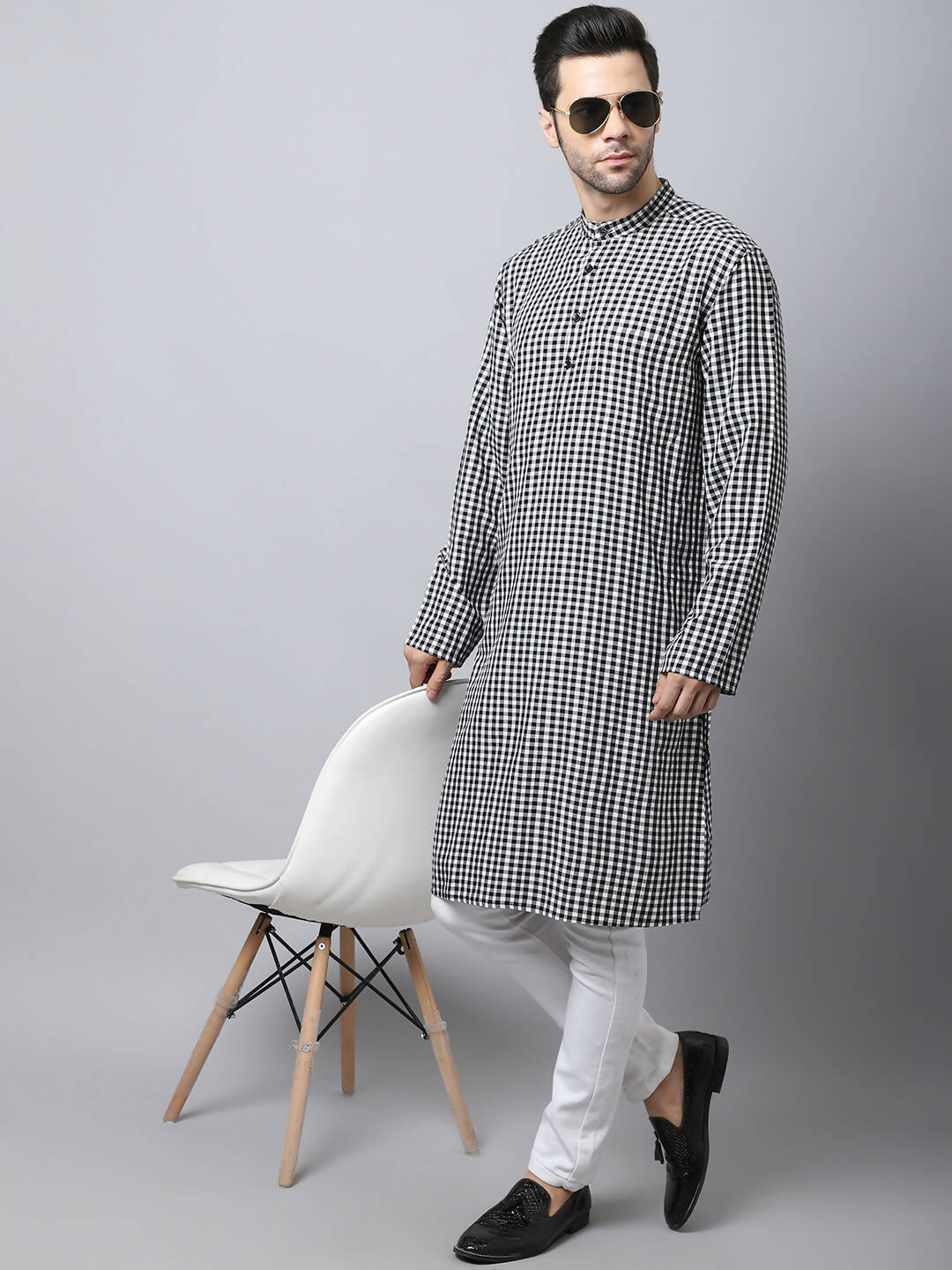 Even Apparels Multi Pure Cotton Men's Kurta With Band Collar - Distacart