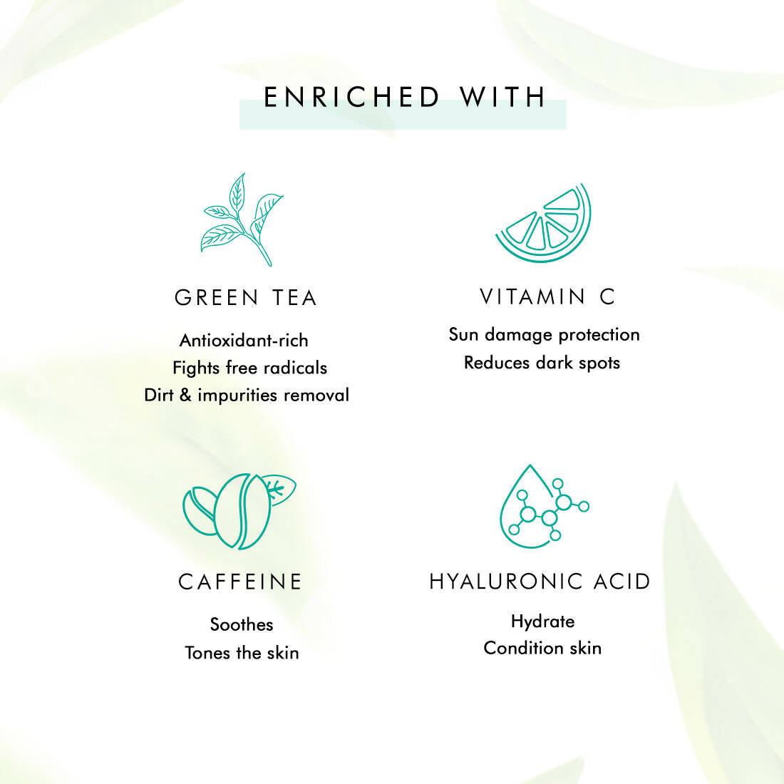 mCaffeine Green Tea Face Wash with Vitamin C & Hyaluronic Acid - Distacart
