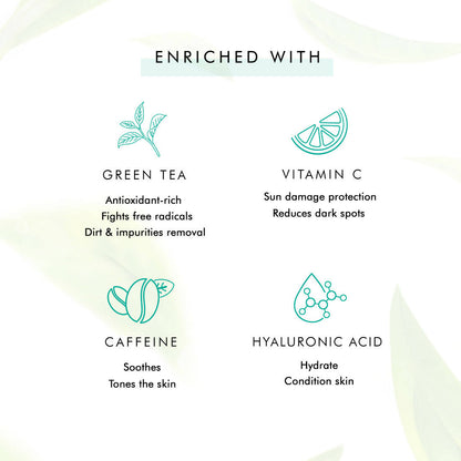 mCaffeine Green Tea Face Wash with Vitamin C & Hyaluronic Acid - Distacart
