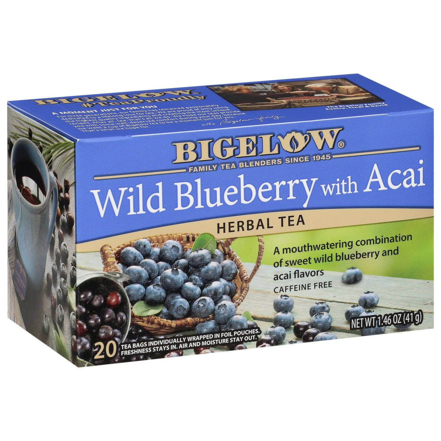 Bigelow Tea Wild Blueberry With Acai Herbal Tea With Freshness & Aroma Caffeine Free - Distacart