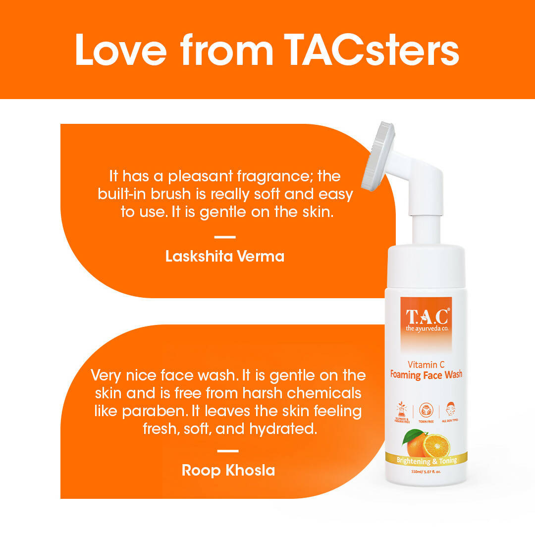 TAC - The Ayurveda Co. Vitamin C Foaming Face Wash for Face Brightening, Clean & Glowing Skin for Women & Men - Distacart