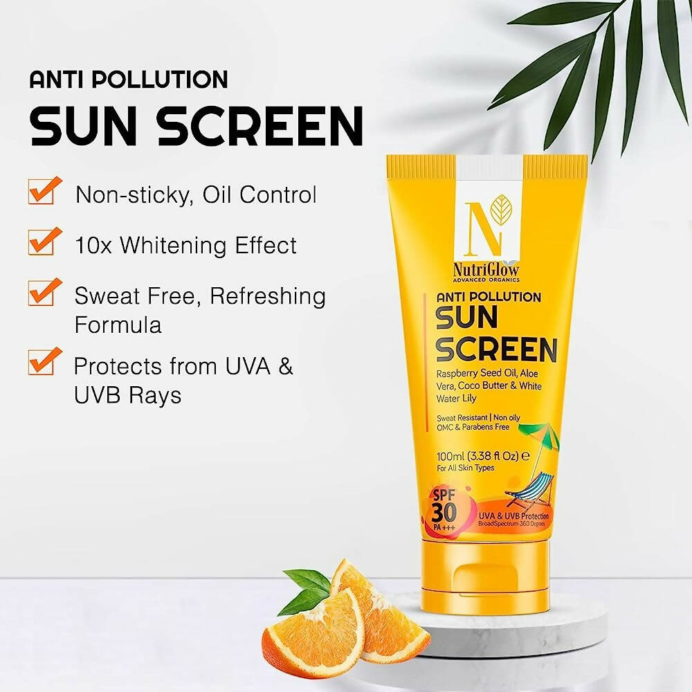 NutriGlow Advanced Organics Anti Pollution Sun Screen SPF 30 PA+++ - Distacart