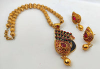 Thumbnail for Pink Kemp Peacock Handmade Necklace Set - Distacart