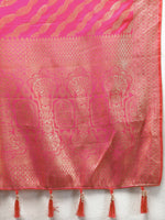 Thumbnail for Lorenvalley Fashion Pink Soft Silk Woven Design with Zari Weaving Leheriya Design Saree - Distacart
