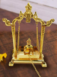 Thumbnail for CraftVatika Gold Toned Aluminium Swing Jhula With Ladoo Gopal - Distacart