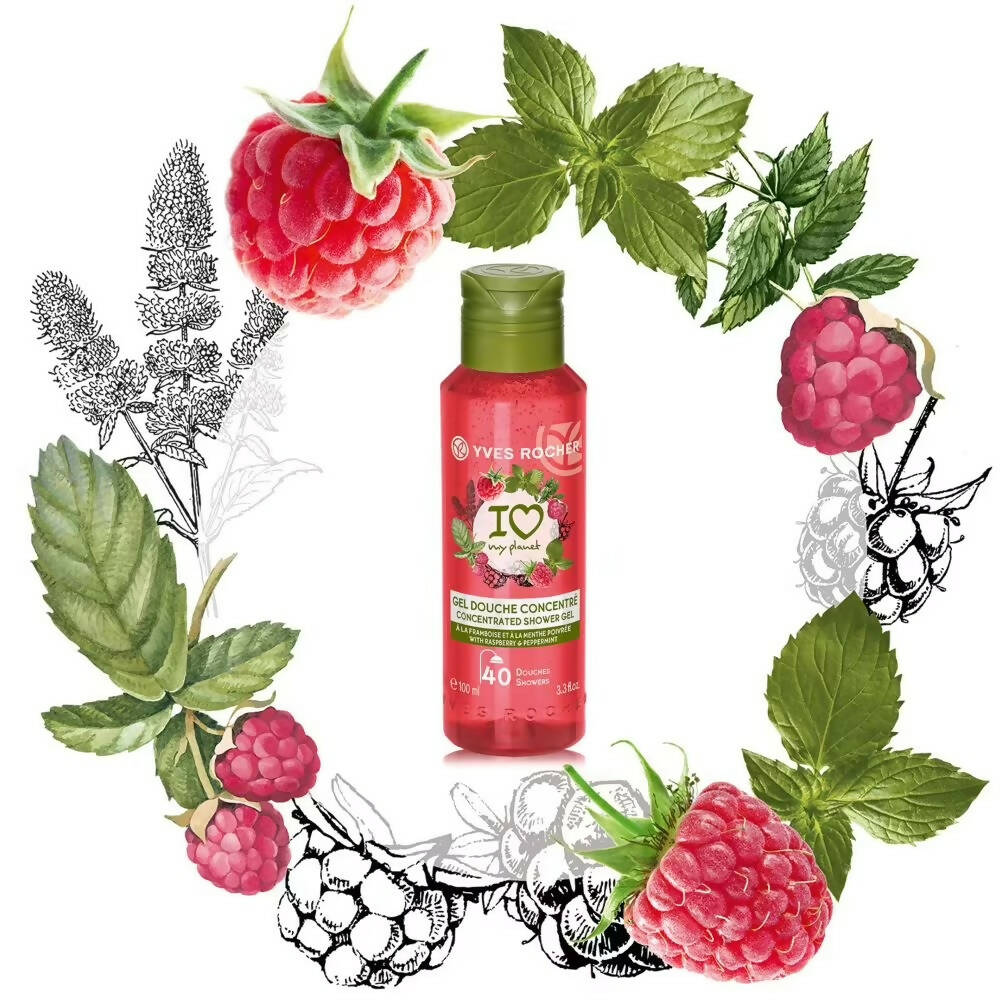 Yves Rocher Concentrated Shower Gel - Raspberry & Peppermint - Distacart