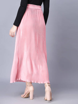 Myshka Chiffon Solid Pink Women Skirt - Distacart