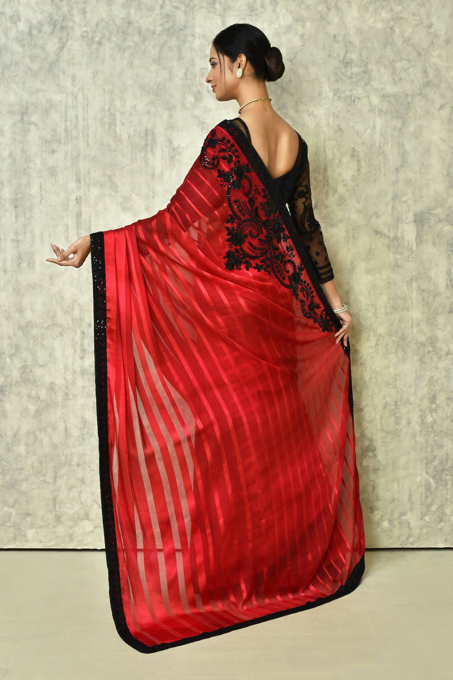 Maroon Silk Solid Designer Saree with Blouse - Purvi - Distacart