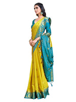 Thumbnail for Mimosa Women's Yellow Mysore Silk Crepe Saree With Blouse