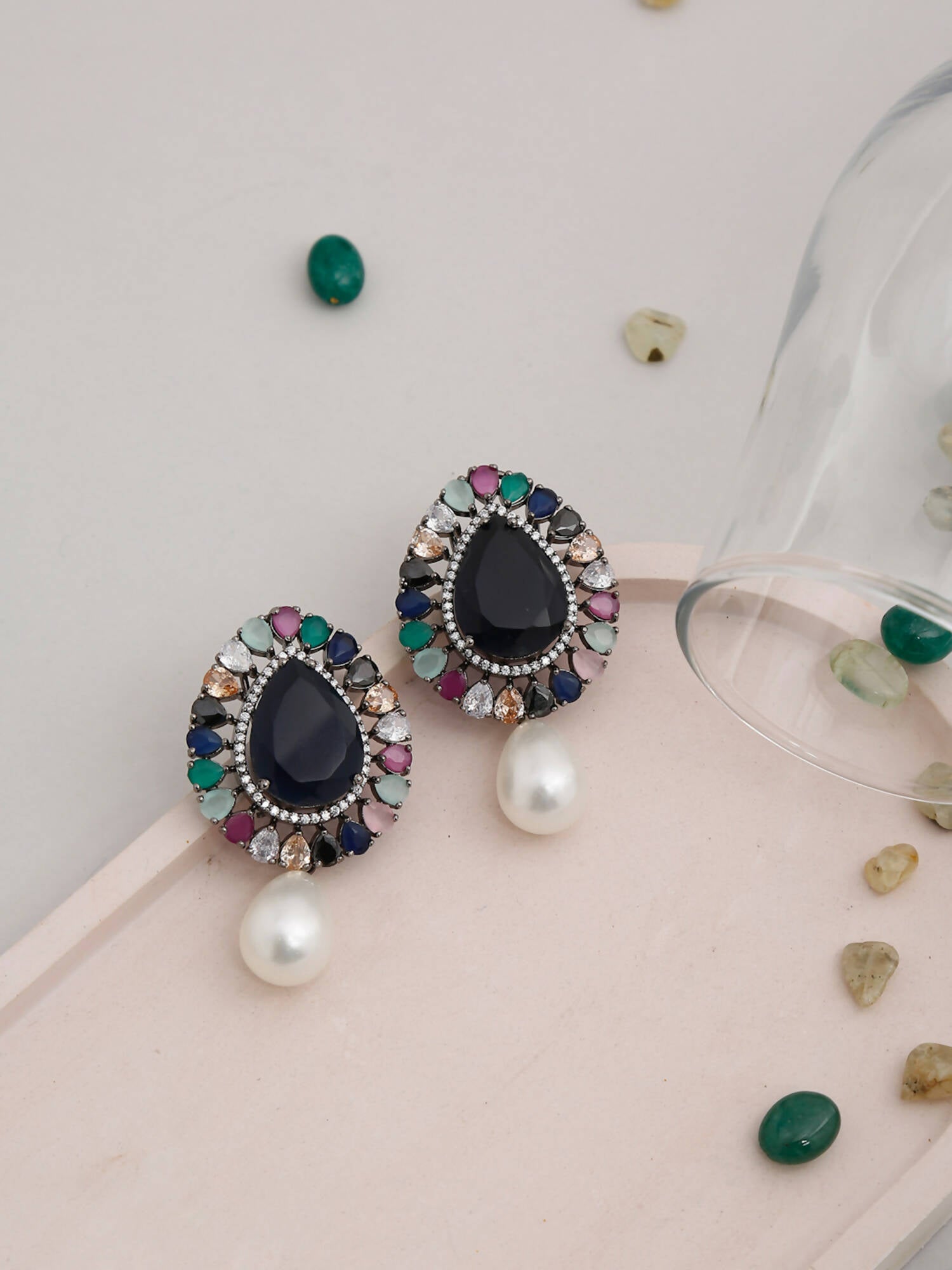 Multicoloured Contemporary Studs Earrings - Ruby Raang - Distacart