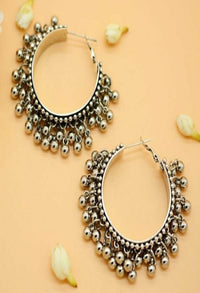 Thumbnail for Mominos Fashion Johar Kamal Women's Oxidised Ghungroo Earrings - Distacart