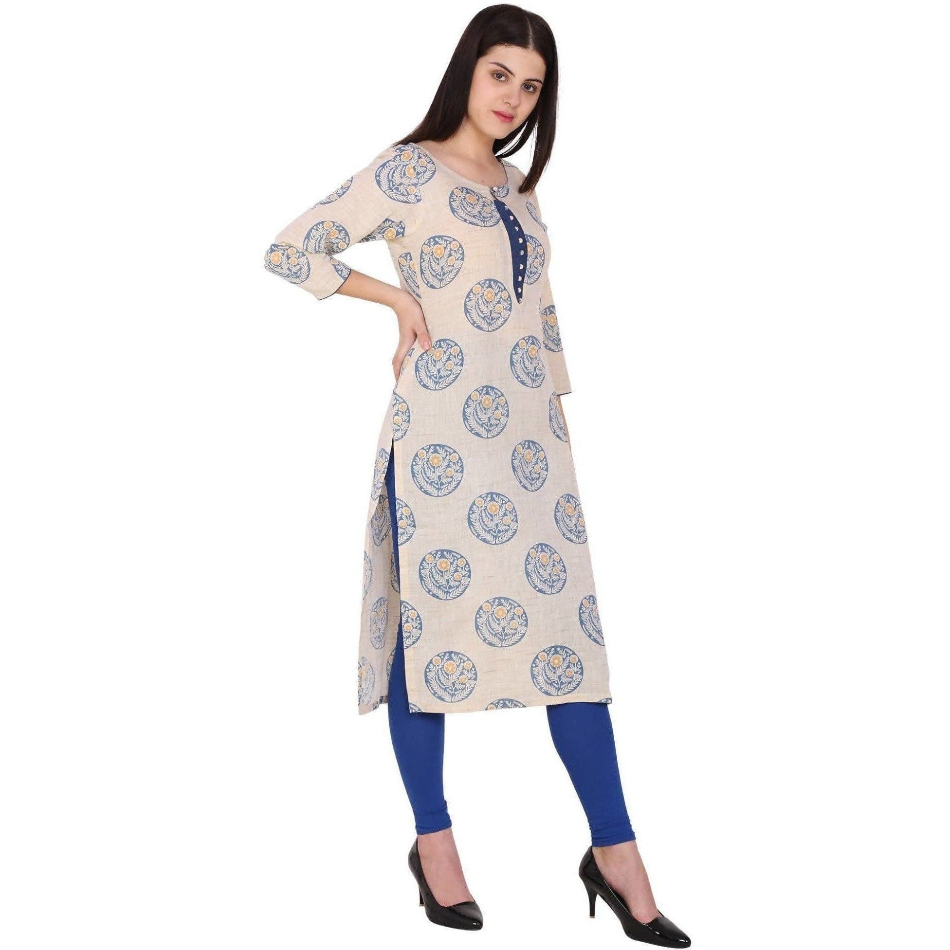 Kanoor Women's multi cotton straight kurti