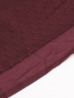 Thumbnail for Janasya Maroon Poly Chiffon Dobby Weave Kurta - Distacart