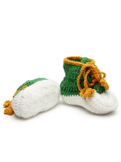 Chutput Kids Woollen Hand Knitted Cassual Detailed Booties - Green - Distacart