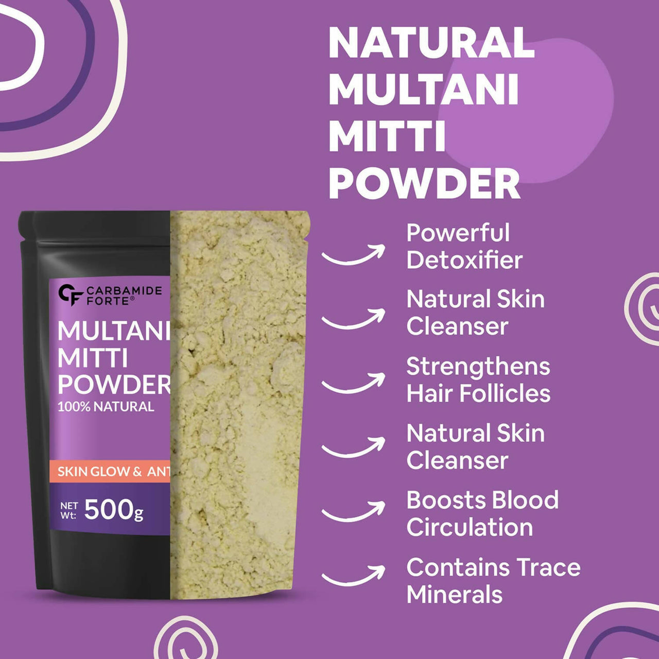 Carbamide Forte Multani Mitti Powder for Skin & Hair Health - Distacart