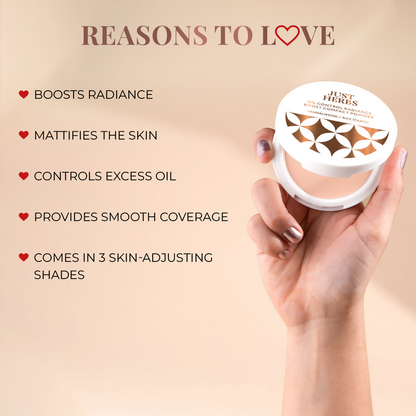 Just Herbs Oil Control Radiance Boost Compact Powder - 02 Ivory - Distacart