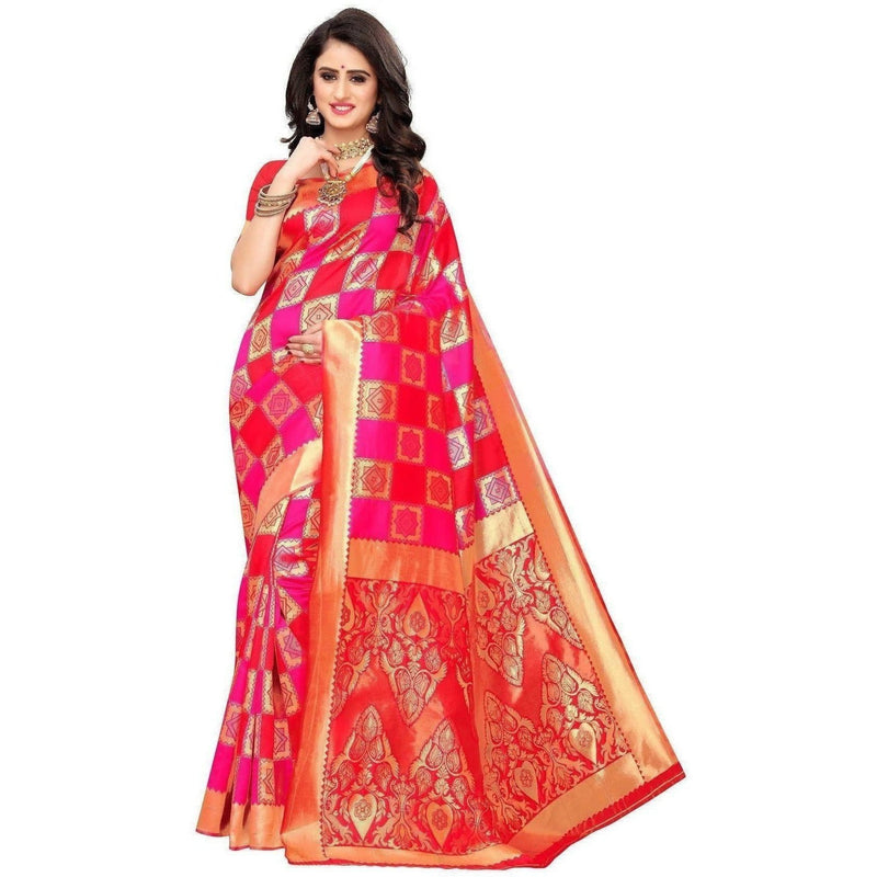 Vamika Banarasi Jaquard Pink Weaving Saree (Banarasi 30)