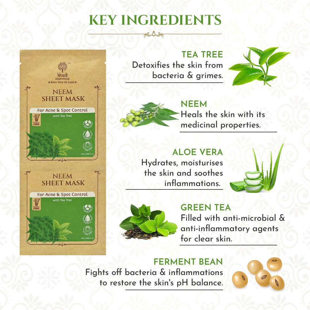 Khadi Essentials Neem Serum Sheet Mask - Distacart