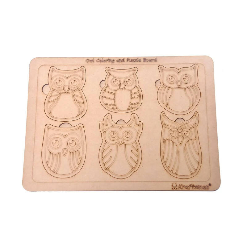 Kraftsman Owl Shapes Puzzle Board | Color Kit Included - Distacart